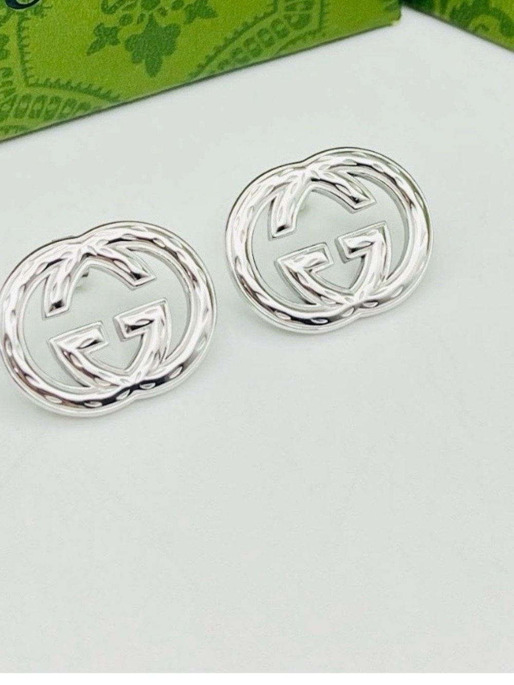 Fashion Jewelry Silver Double-G Logo Stud Earrings